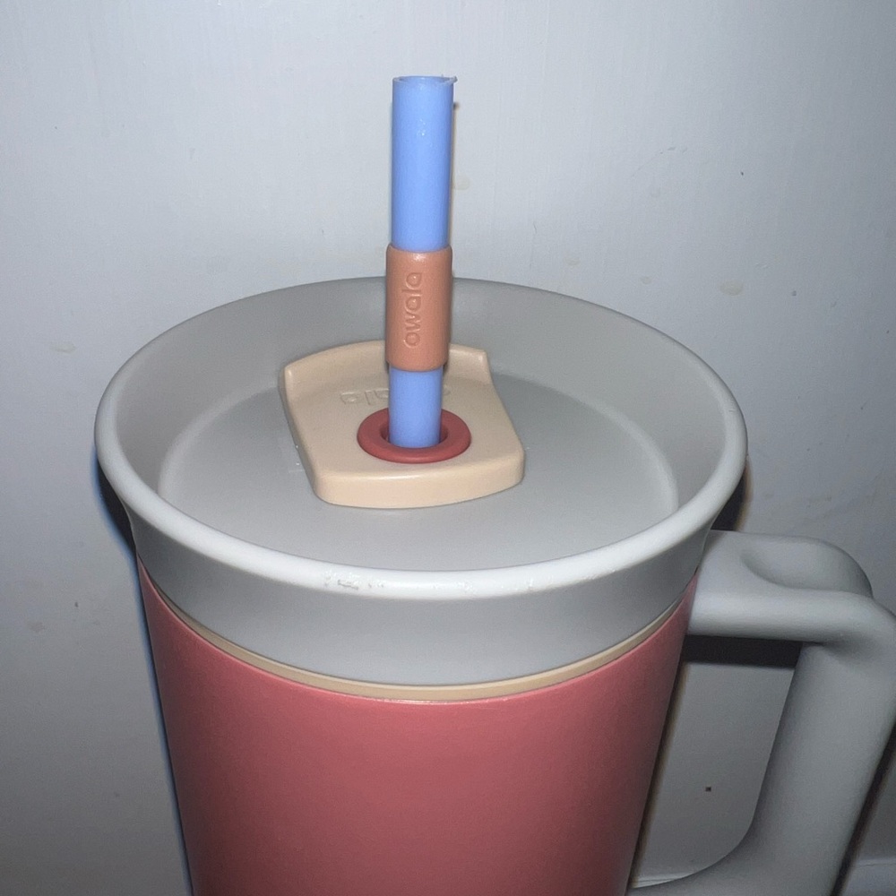 Owala Pink and Gray Travel Mug with Straw - Picture 2 of 5